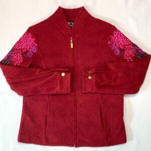 Bob Mackie Floral Embroidered Fleece Jacket